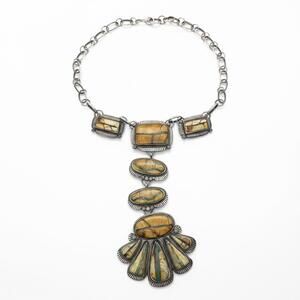 Kurt Card Signed Royston Ribbon Turquoise Lariat Necklace 925 Silver 152g